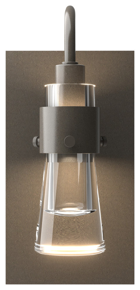 Erlenmeyer ADA Sconce, Dark Smoke Finish, Clear Glass