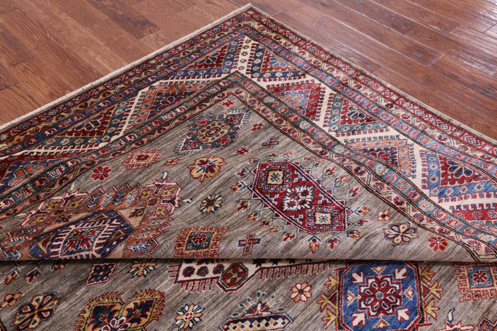 8' 4" X 9' 9" Hand Knotted Super Kazak Geometric Wool Rug Q9781