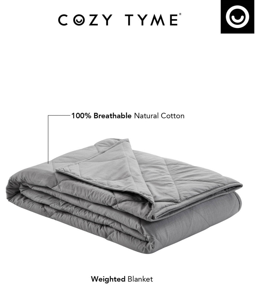 Cozy Tyme Hajia Weighted Blanket 25 Pound 72"x80", Gray