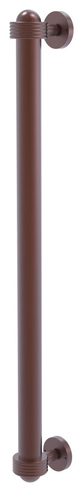18" Refrigerator Pull With Groovy Accents, Antique Copper