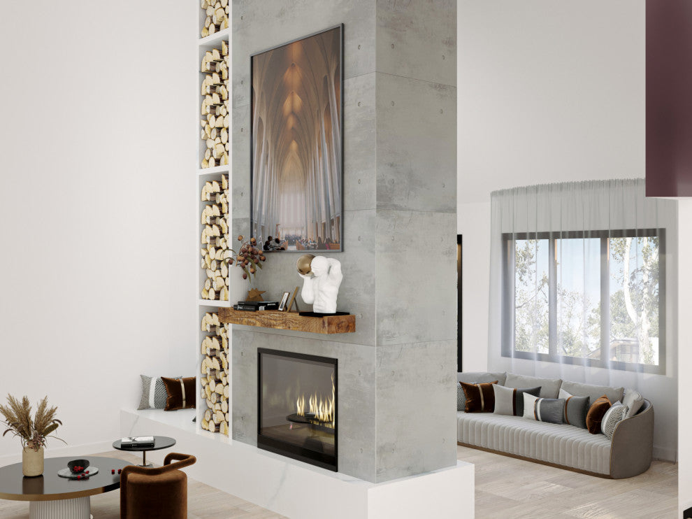 Solid Beam Fireplace Mantel Shelf, Aged Oak, 60"