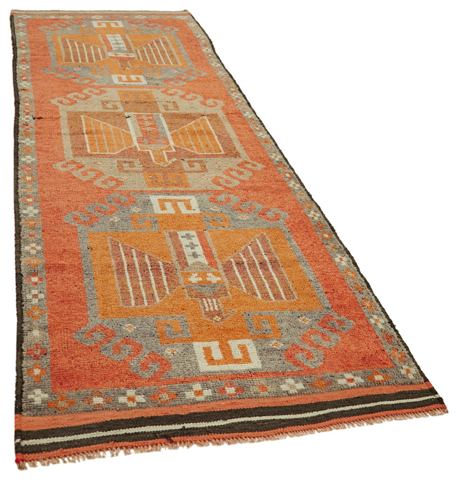 Rug N Carpet - Handmade Anatolian 3' 7" x 11' 5" Antique Runner Rug