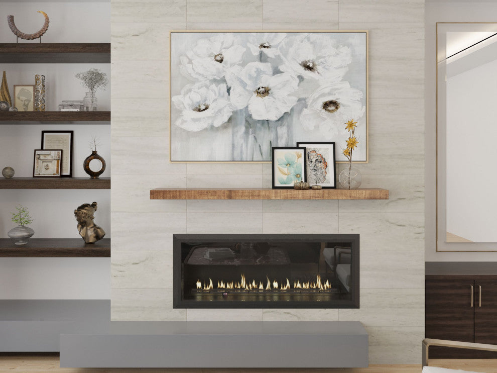 Solid Timber Floating Mantel Shelf, Aged Oak, 24"