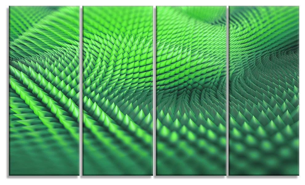 Green 3D Spiny Texture, Abstract Canvas Art Print, 48"x28", 4 Panels