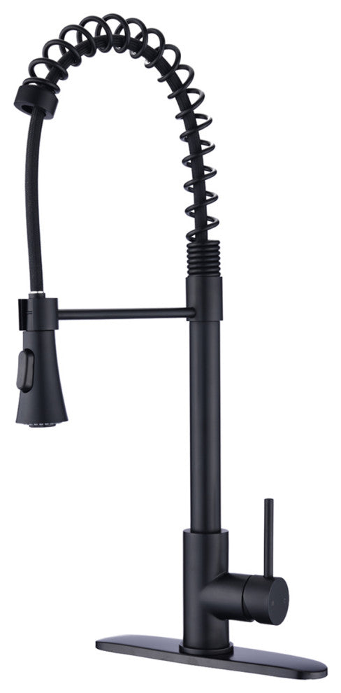 Givingtree Modern Single Handle Spring High Arc Kitchen Faucet Matte Black