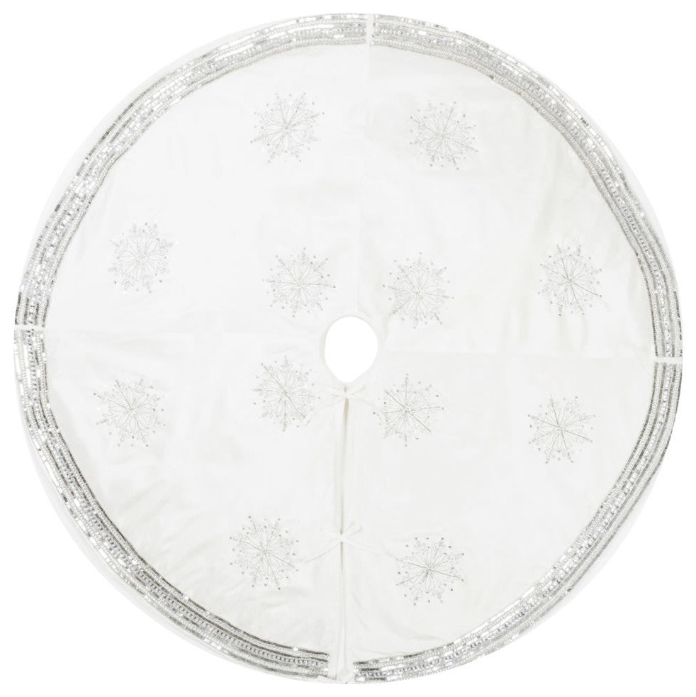 Vickerman 60" Banded Snowflake Tree Skirt, Qtx17011