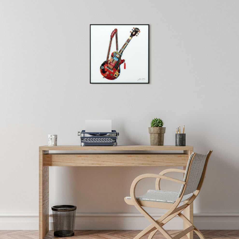 "Electric Guitar" Printed Wall Art With Black Anodized Aluminum Frame