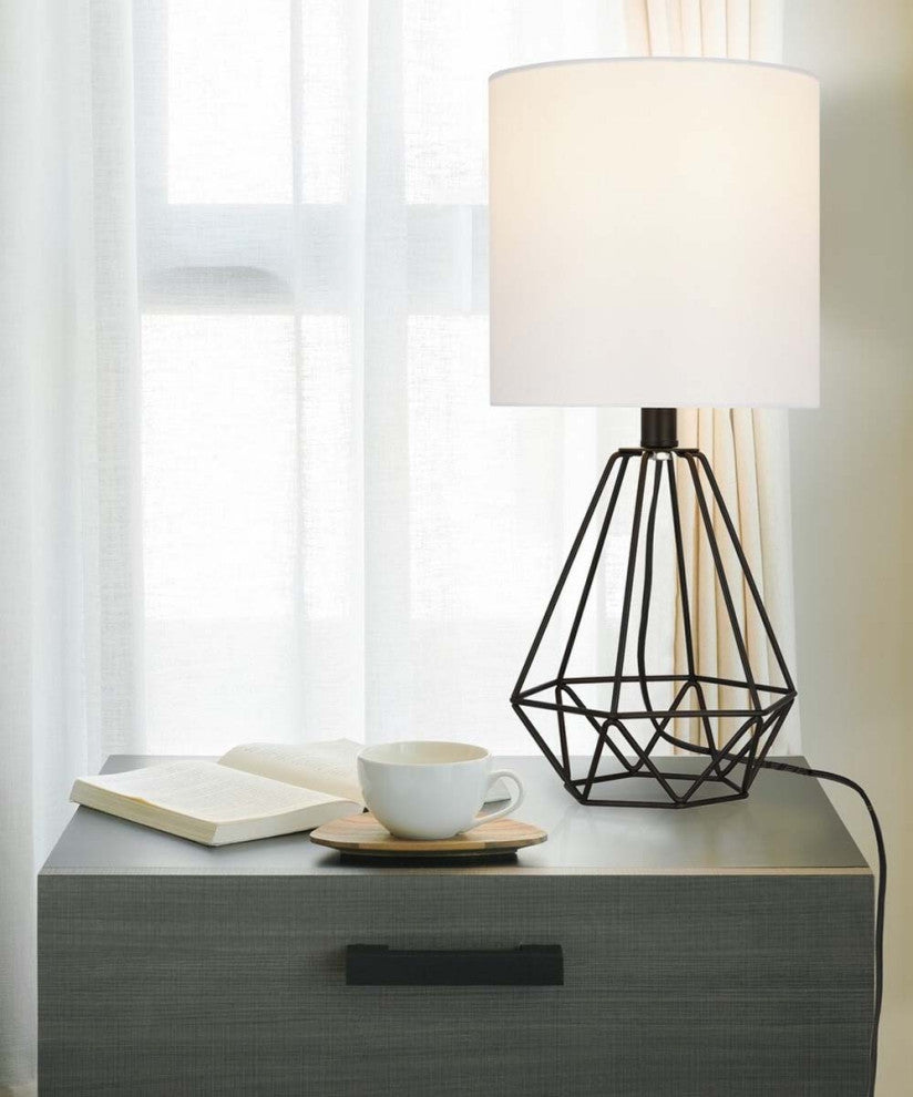 Catalina 18"H Metal Geometric Cage Matte Black Finish Table Lamp