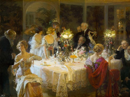 Jules Alexandre Grun The End of Dinner, 21"x28" Wall Decal