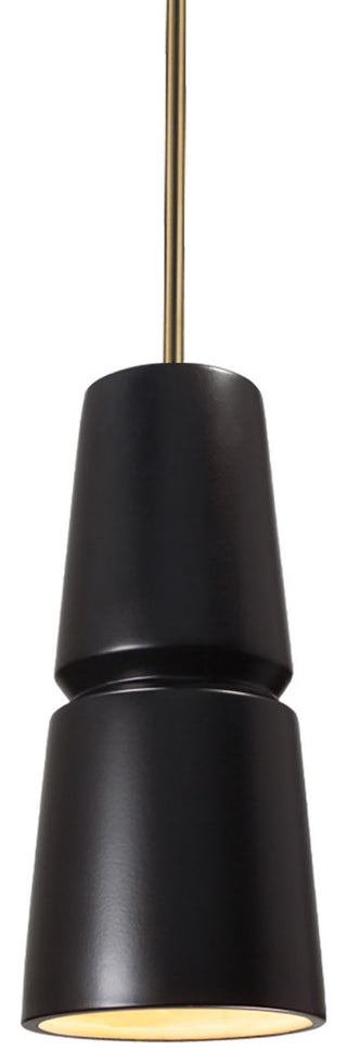 Small Cone 1-Light Pendant, Carbon Matte Black, Antique Brass, Integrated LED