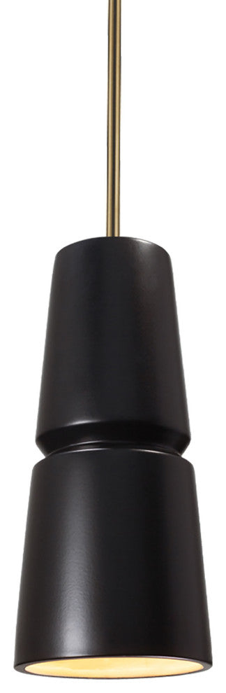 Small Cone 1-Light Pendant, Carbon Matte Black, Antique Brass, Integrated LED