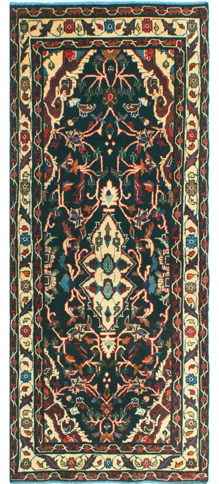 Fine Vintage Distressed Ginette Charcoal/Ivory Runner, 3'5 x 9'1