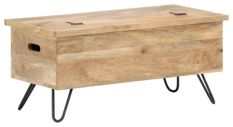 vidaXL Solid Mango Wood Chest 17.7" Storage Box Bench Hall Wooden Cabinet