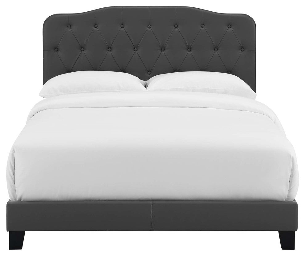 Amelia King Faux Leather Bed, Gray
