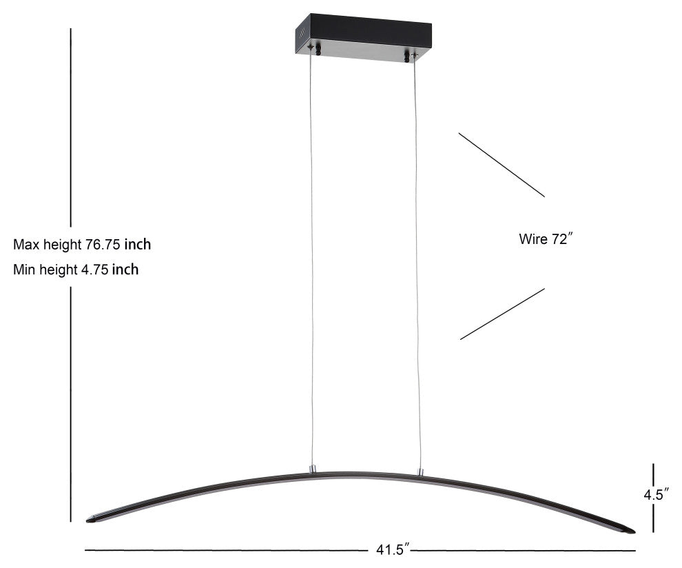 Roxanna 41.5" Dimmable Adjustable Integrated LED Linear Pendant, Black