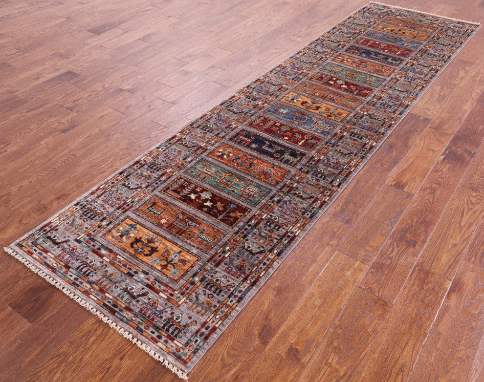 2' 9" X 10' 3" Hand Knotted Persian Gabbeh Tribal Runner Rug Q5368