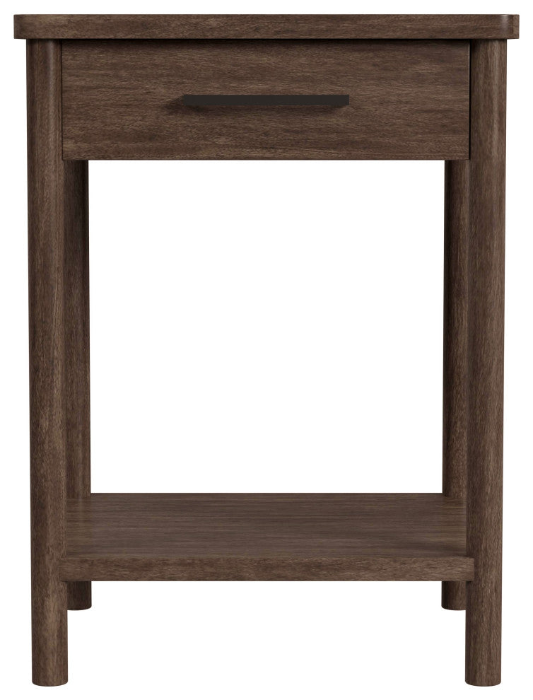 Lennon 1 Drawer Rounded Leg Nightstand, Soft Brown