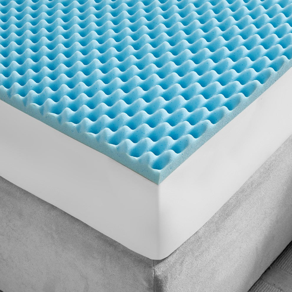 Sleep Philosophy 1.5" Gel Memory Foam Topper, Blue, Queen