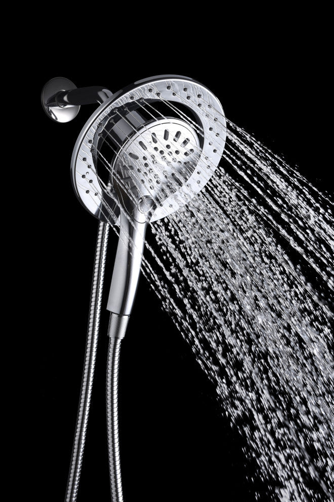 Valkrie 3-Spray Dual Wall Mount Fixed and Handheld Shower Head, Polished Chrome