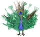 Colorful Regal Peacock Bird With Open Tail Feathers Decoration, Green, 7"