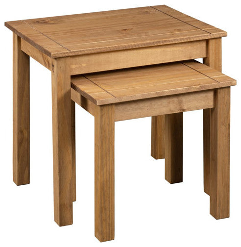 vidaXL Nesting Tables 2 Pcs Coffee End Table Solid Pine Wood Panama Range