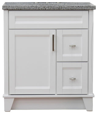 31" Single Sink Vanity, White Finish With Gray Granite With Oval Sink
