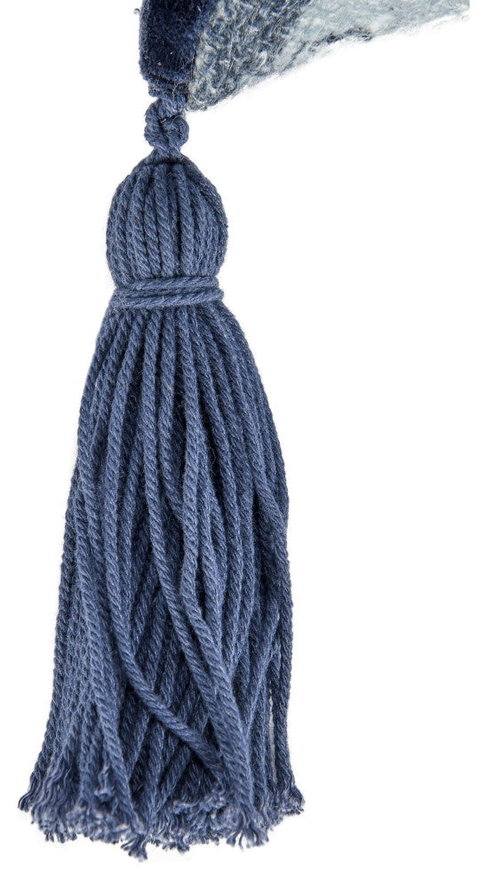 Stonework 22" Cotton Linen Blend Throw Pillow, Denim Blue