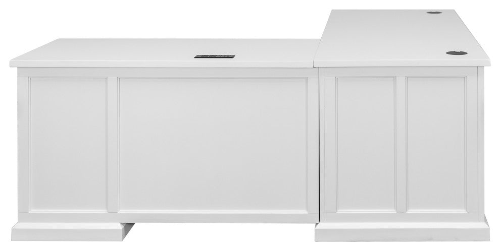 Modern Wood L Desk and Return Writing Table and Return White