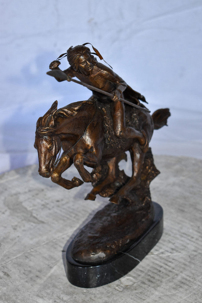 Cheyenne Remington Replica Bronze Statue on a  Marble Size: 12" x 4" x 12"H