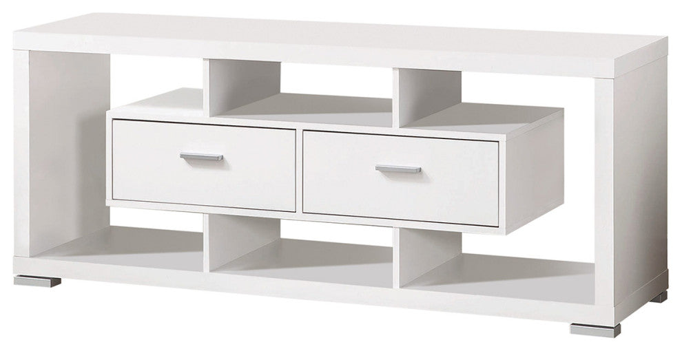 59" 2-drawer Rectangular TV Console, White