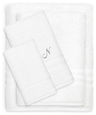Denzi 4-Piece Towel Combination Set With Monogrammed Letter, N, White