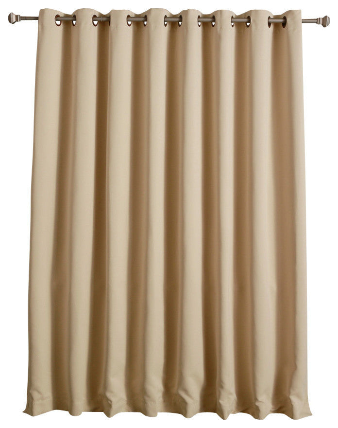Thermal Blackout Curtain With Wide Grommet Top, Beige, 80"x96"