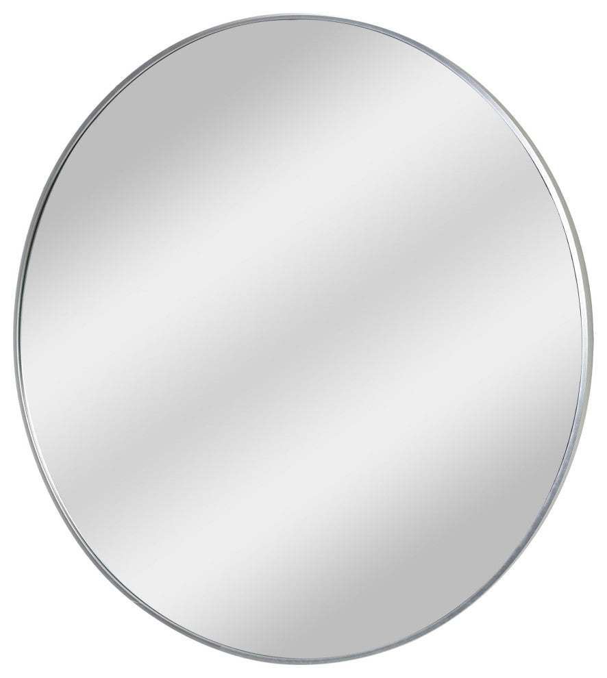 Silver Round Thin Metal Framed Decorative Hanging Mirror - 30 x 30
