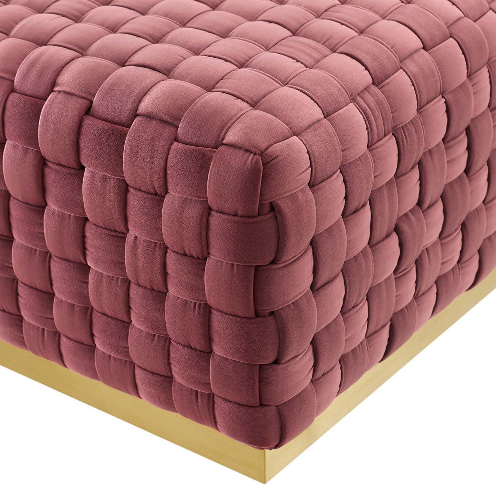 Accent Chair Ottoman, Square, Velvet, Pink, Modern, Living Lounge Hospitality