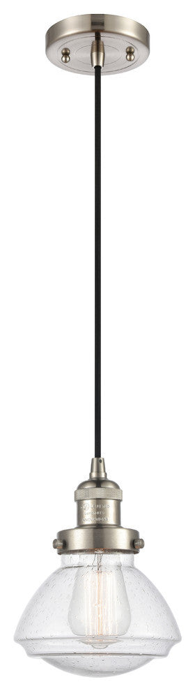 Olean 1-Light Mini Pendant, Brushed Satin Nickel, Seedy