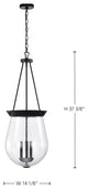 Boliver 3 Light Pendant, 14", Matte Black Finish, Clear Seeded Glass