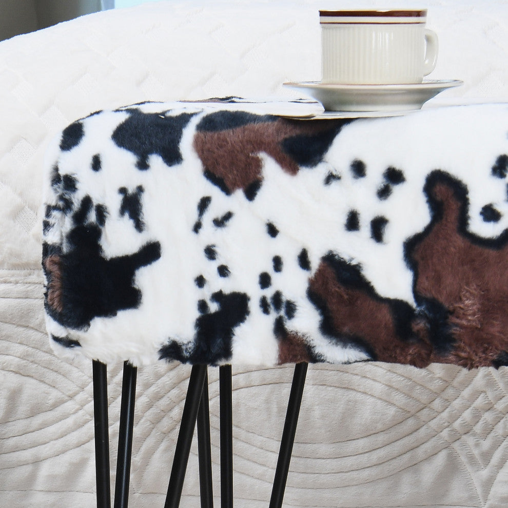 Cows Flowers Rectangle Ottoman Entryway Bench, 46''x16''x22'