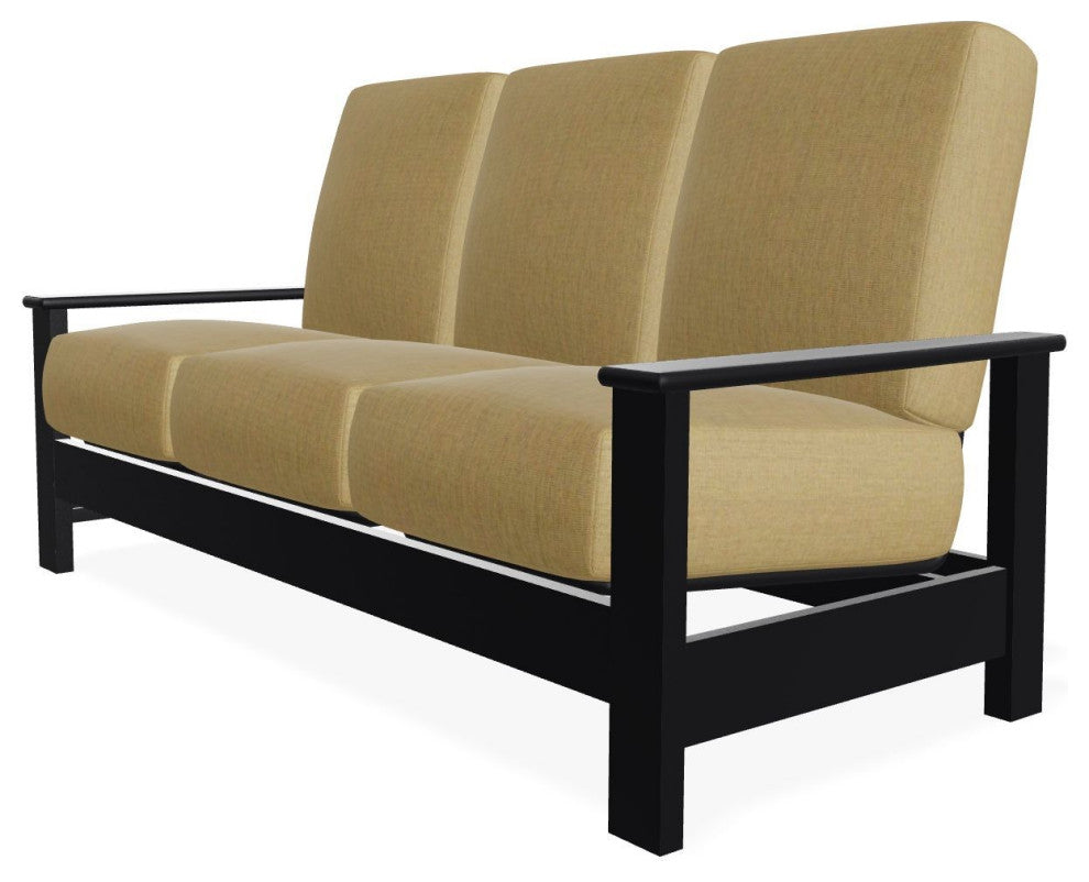 Leeward Deep Seat 3-Seat Outdoor Sofa, Stucco/Black