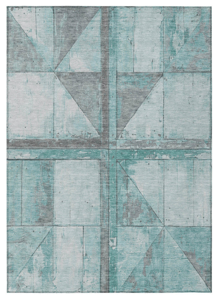 Machine Washable Indoor/Outdoor Chantille ACN1876 Teal 8' x 10' Rug