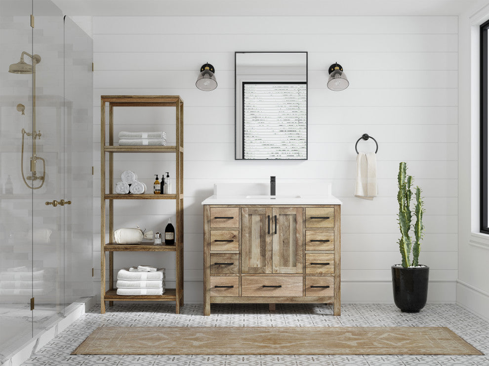 Malibu Mango 42 Single Sink Bath Vanity in Natural 1.5" White Quartz