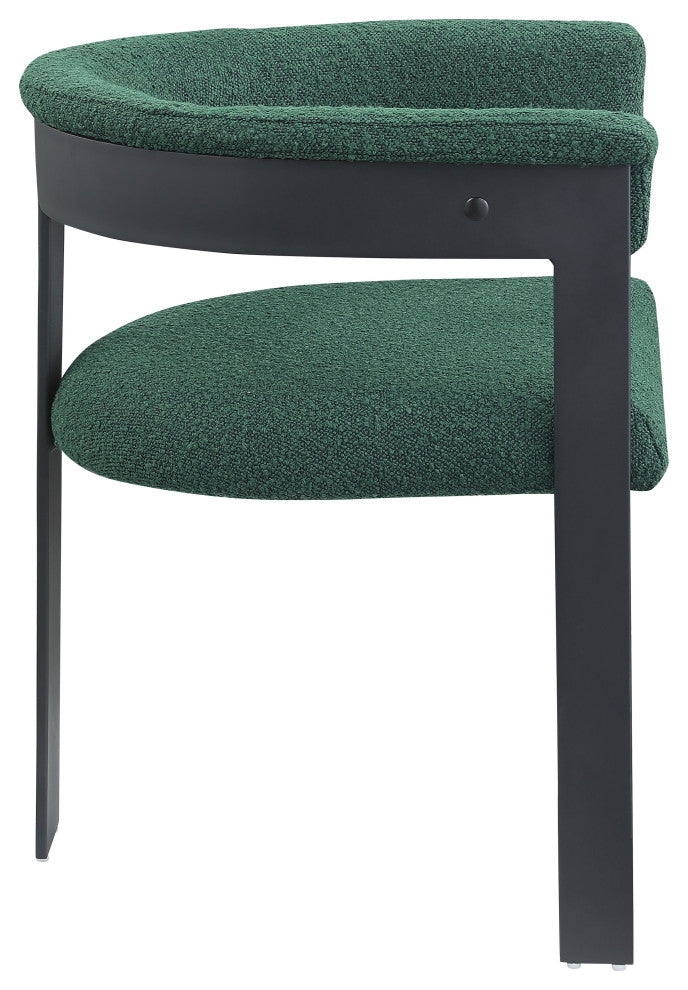 Romeo Upholstered Dining Chair, Set of 2, Green, Boucle Fabric, Matte Black