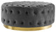 Tufted Accent Chair Ottoman, Round, Velvet, Gray, Modern, Lounge