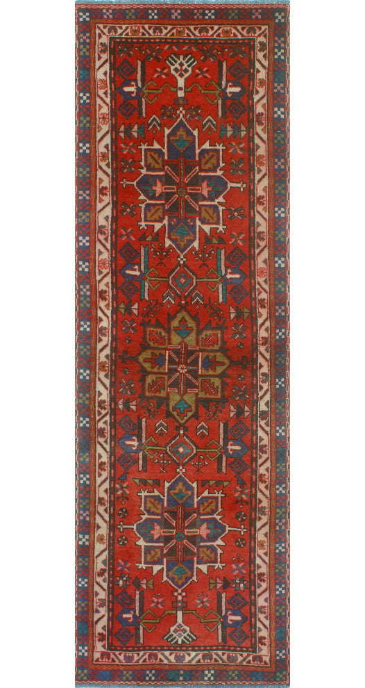 Fine Vintage Distressed Landyn Rust/Beige Runner, 3'1x9'8