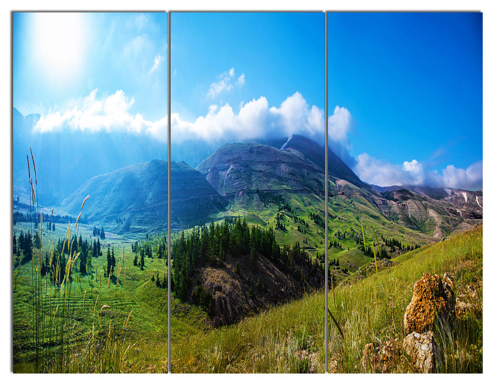 Mountain Landscape Panorama, Landscape Triptych Canvas Print, 36x28, 3 Panels