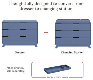 Hudson 6-Drawer Assembled Double Dresser, Cove Blue