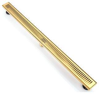 Stainless Steel Rectangular Linear Shower Floor Drain, Gold, 40"