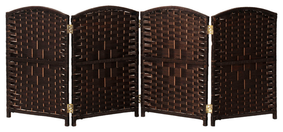 2 ft. Short Diamond Weave Fiber Room Divider Dark Mocha 4 Panel