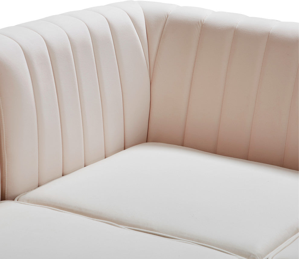 Alina Velvet Modular U-Shaped Sectional, Pink, 6-Piece: 4 Armless Chair, 2 Corner Chair