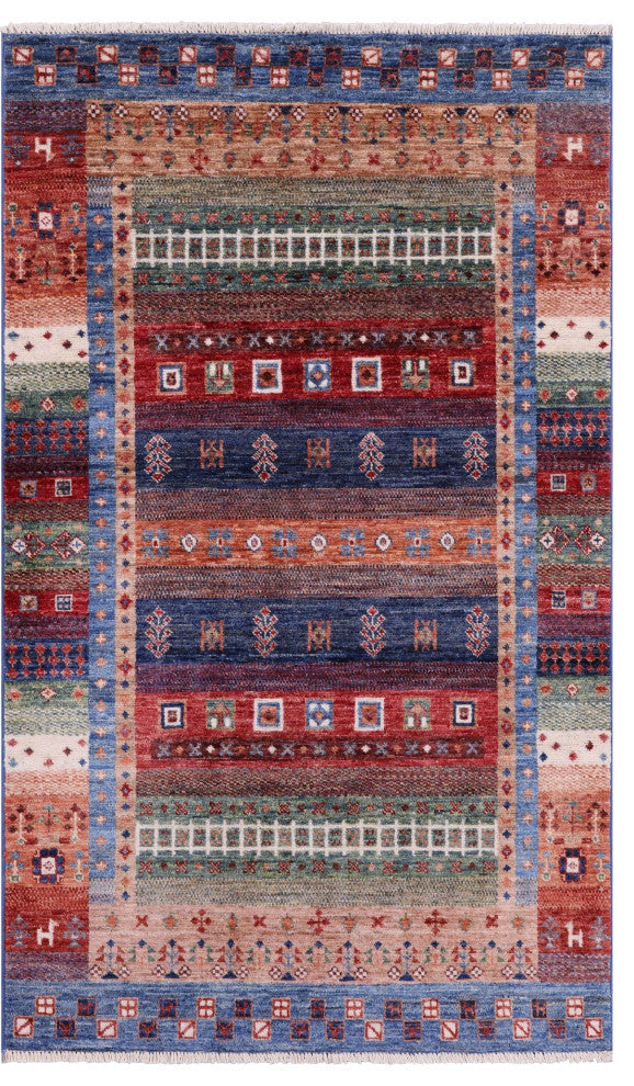 3' 3" X 5' 4" Tribal Persian Gabbeh Handmade Wool Rug - Q13842