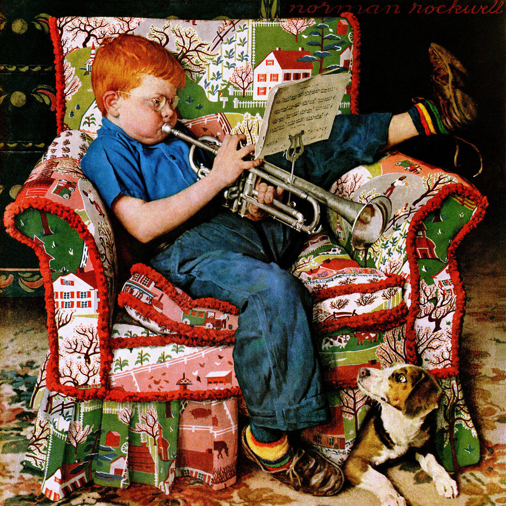 "Trumpeter" Painting Print on Canvas by Norman Rockwell